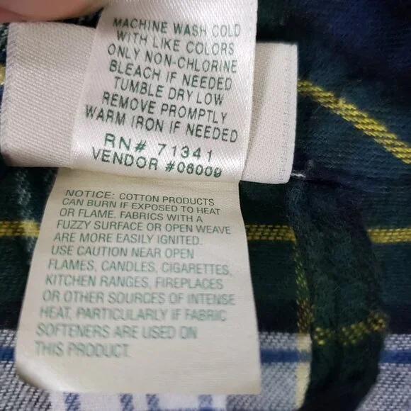 LL Bean Mens XL Gordon Dress Tartan Cotton Flannel Bath Robe Lounge Plaid Cabin - Picture 7 of 7